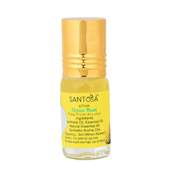 Santosa Shyam Masti Attar 3ml - Alcohol-Free Jasmine, Motia & Mogra Fragrance | Temple-Ready Roll-On for Khatu Shyam Blessings & Pooja Rituals