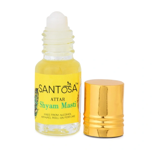 Santosa Shyam Masti Attar 3ml - Alcohol-Free Jasmine, Motia & Mogra Fragrance | Temple-Ready Roll-On for Khatu Shyam Blessings & Pooja Rituals
