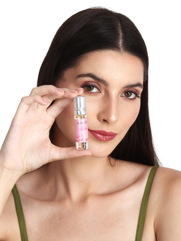 Santosa Gulab Attar Original 6ml Roll-On - Alcohol-Free, Oil-Based Rose Itra/Ittar/Attar for Men & Women, Long-Lasting Floral Scent for Pooja, Puja, & Everyday Use