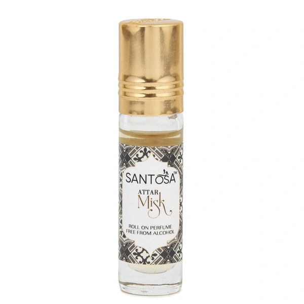 Santosa Misk Attar 6ml - Alcohol-Free, Premium Musk & Leathery Notes, Long-Lasting Roll-On, Best Original Musk Attar for Men & Women