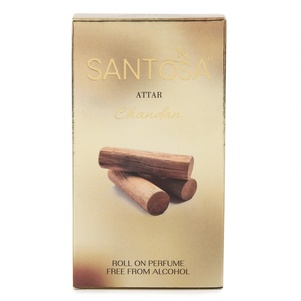 Santosa Original Sandal Attar (Chandan Itra) | Premium Alcohol-Free, Long-Lasting, Travel-Friendly Roll-On Ittar with Authentic Sandalwood Oil (6ml)