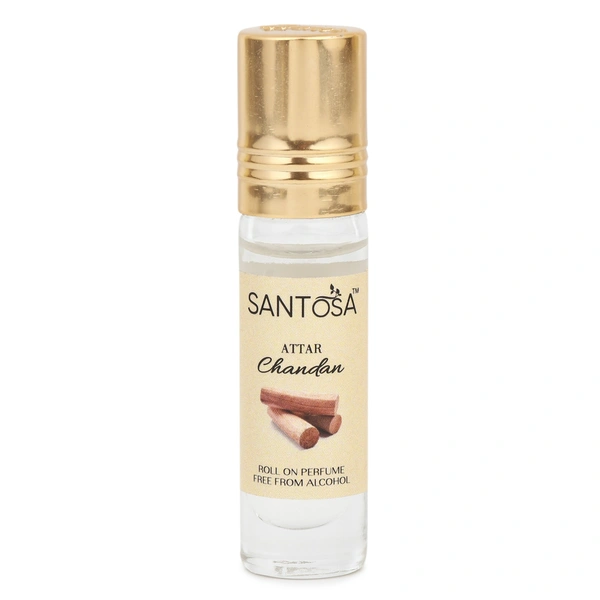Santosa Original Sandal Attar (Chandan Itra) | Premium Alcohol-Free, Long-Lasting, Travel-Friendly Roll-On Ittar with Authentic Sandalwood Oil (6ml)