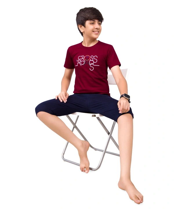 Vee MAX Vee Max Boys Printed Collar Night Suit - 11-12 Yrs
