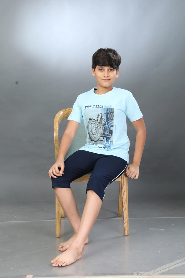 Vee MAX Vee Max Boys Printed Collar Night Suit - 13-14 Yrs
