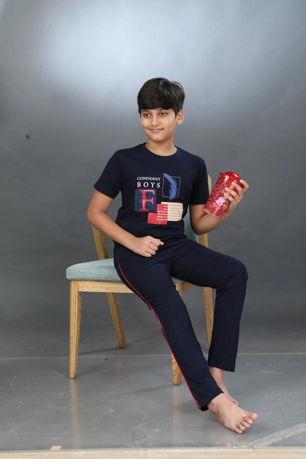 Vee MAX Vee Max Boys Printed Collar Night Suit - 6-7 Yrs