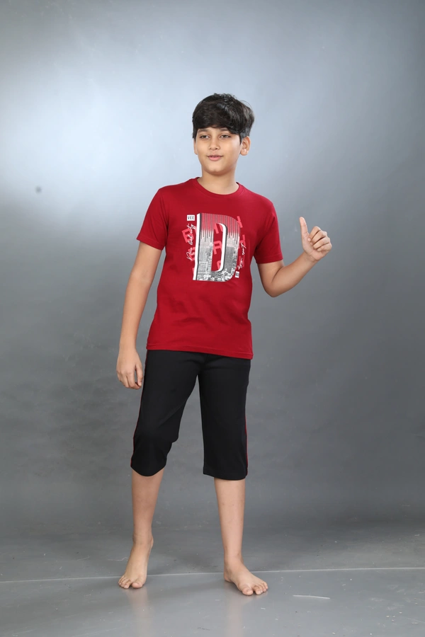 Vee MAX Vee Max Boys Printed Collar Night Suit - 4-5 Yrs