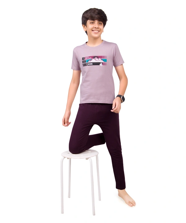 Vee MAX Vee Max Boys Printed Collar Night Suit - 13-14 Yrs