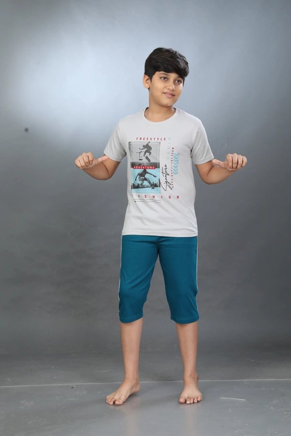 Vee MAX Vee Max Boys Printed Collar Night Suit - 7-8 Yrs