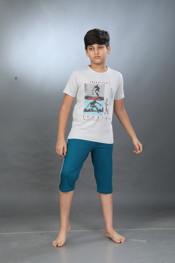 Vee MAX Vee Max Boys Printed Collar Night Suit - 7-8 Yrs