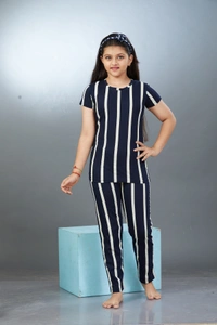 Vee MAX Vee Max Girls Printed Collar Night Suit - Grey, 1-2 Yrs