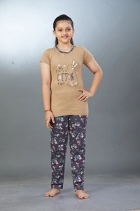 Vee MAX Vee Max Girls Printed Collar Night Suit - Grey, 1-2 Yrs