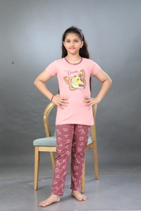 Vee MAX Vee Max Girls Printed Collar Night Suit - Pink, 2-3 Yrs