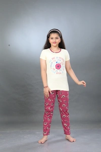 Vee MAX Vee Max Girls Printed Collar Night Suit - Grey, 11-12 Yrs