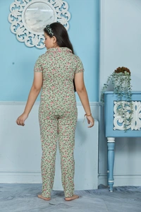 Vee MAX Vee Max Girls Printed Collar Night Suit - Light Green, 13-14 Yrs