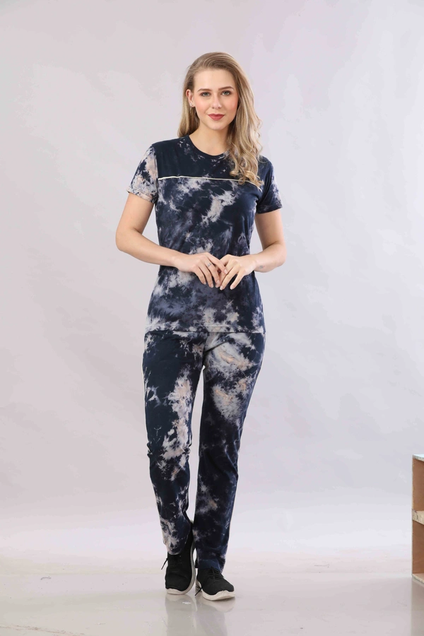 Vee MAX Vee Max Printed Womens Tie & Die Womens Night Suits - Navy Blue, S