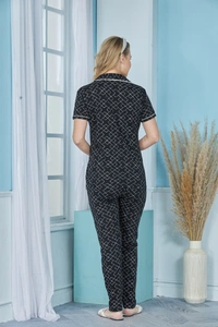 Vee MAX Vee Max Womens Printed Collar Night Suit - Black, S