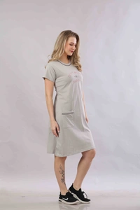 Vee MAX Vee Max Womens Printed  Long Top - Grey, S