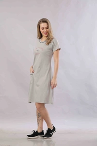 Vee MAX Vee Max Womens Printed  Long Top - Grey, S