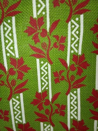 Logu's Multicolour printed reusable jute bag - Forest Green