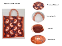 Logu's Multicolour printed reusable jute bag - Lavender Magenta