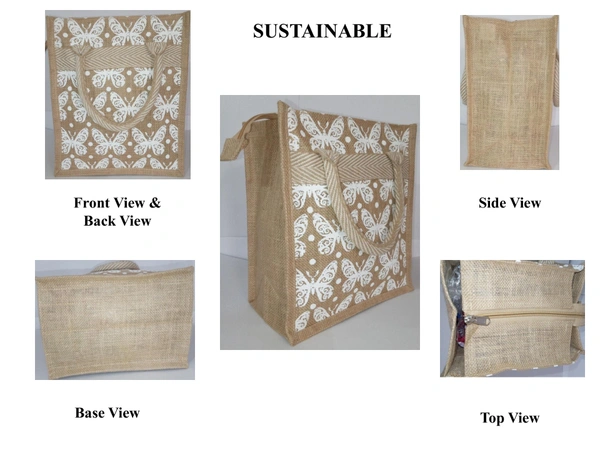 Logu's Printed Eco-friendly reusable Jute lunch Bag