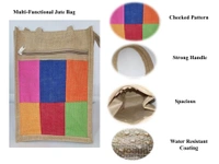 Logu's  Checked Jute Bag for Men and Women