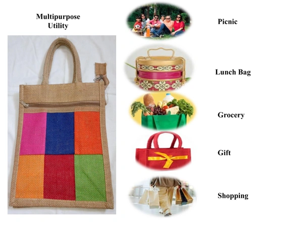 Logu's  Checked Jute Bag for Men and Women