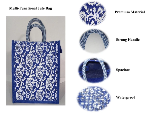Logu's Printed Eco-friendly reusable Jute Bag - Light Orchid