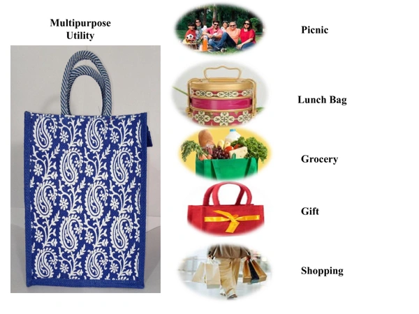 Logu's Printed Eco-friendly reusable Jute Bag - Light Orchid