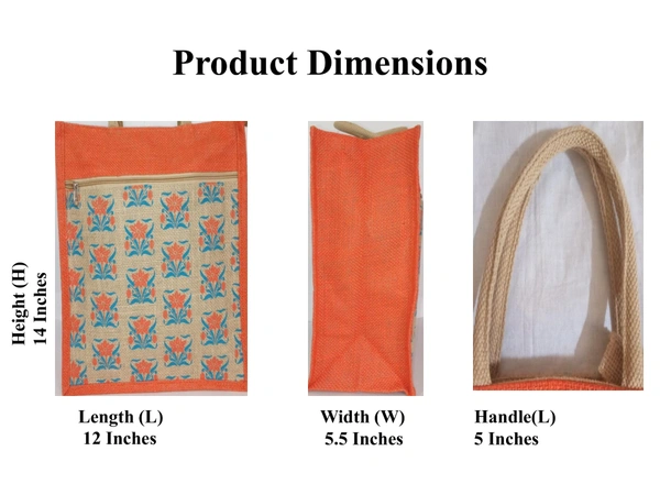 Logu's Treasures Printed Eco-friendly Reusable Jute Bag - Orange