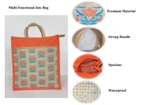 Logu's Treasures Printed Eco-friendly Reusable Jute Bag - Orange