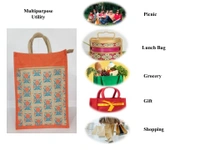 Logu's Treasures Printed Eco-friendly Reusable Jute Bag - Orange