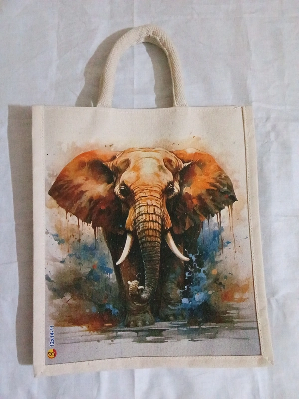 Logu's Elephant Printed Canvas Bag