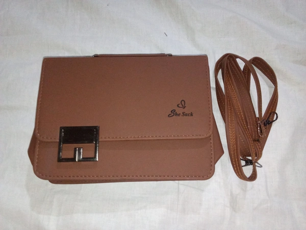 Designer Hand cum sling leather Bag - Bourbon