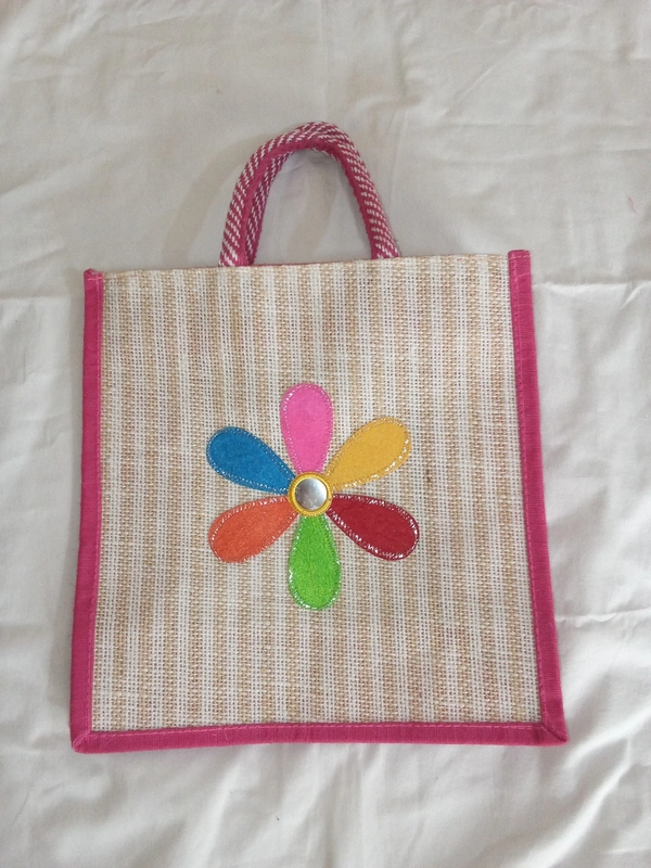 Logu's Flower design jute lunch bag