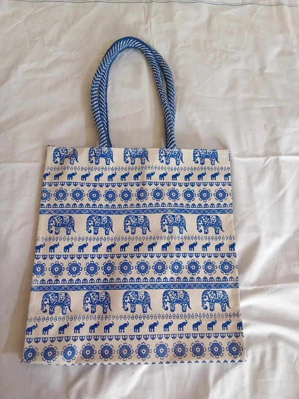 Logu's Elephant Pattern Canvas Bag