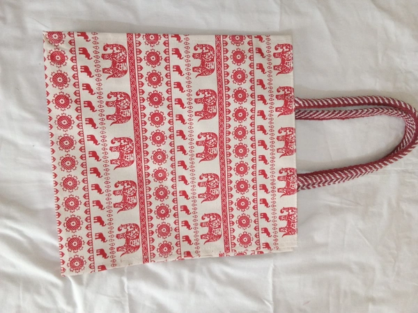 Logu's Elephant Pattern Canvas Bag