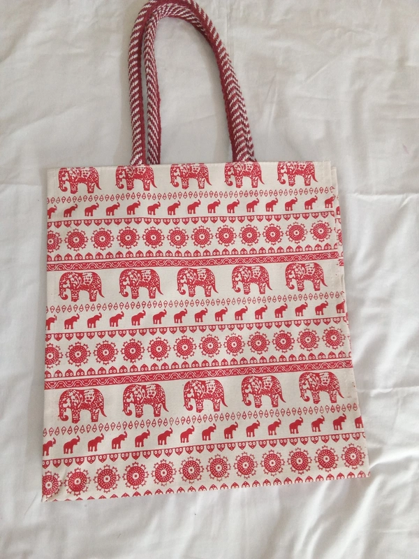 Logu's Elephant Pattern Canvas Bag