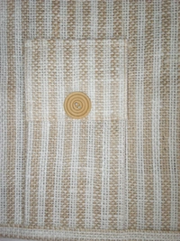 Logu's White Striped Jute Bag with Mobile Pouch  - Extra Large