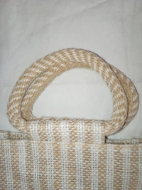 Small White Striped Transparent Jute Bag