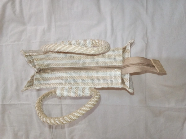 Small White Striped Transparent Jute Bag