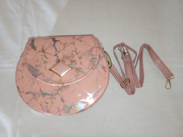 Logu's Pink Marble Printed Sling Bag - Pink