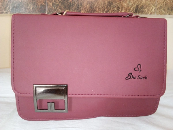 Designer Hand cum sling leather Bag - Brick Red