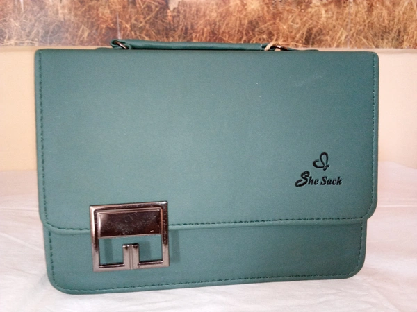 Designer Hand cum sling leather Bag - Sherpa Blue