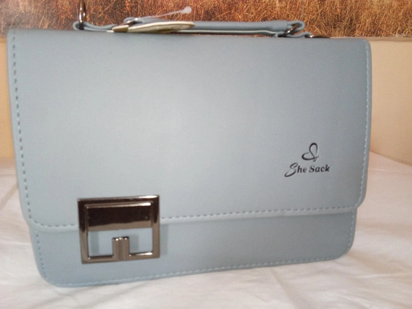 Designer Hand cum sling leather Bag - Silver
