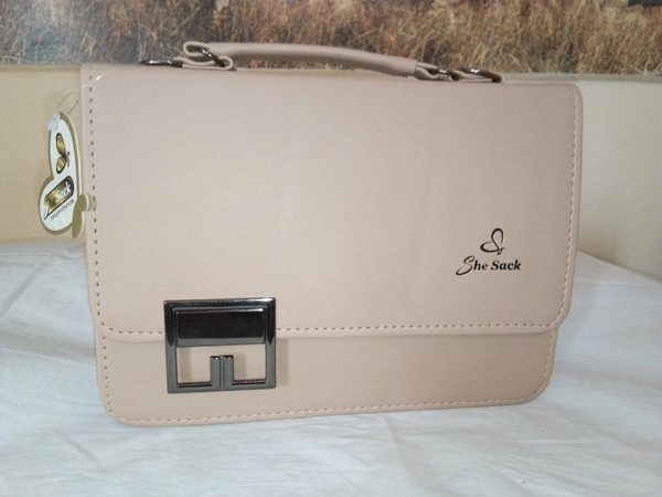 Designer Hand cum sling leather Bag - Papaya Whip