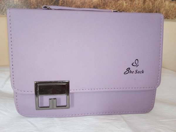 Designer Hand cum sling leather Bag - Mauve