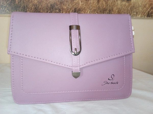 Logu's  Pu Plain Leather Ladies Cross Body Handbag - French Lilac