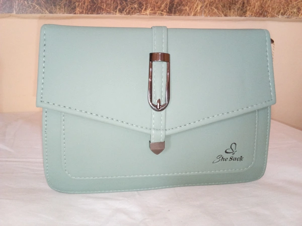 Logu's  Pu Plain Leather Ladies Cross Body Handbag - Jungle Mist
