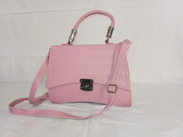 Logu's Hand Cum Sling Leather Bag For Women  - Pink